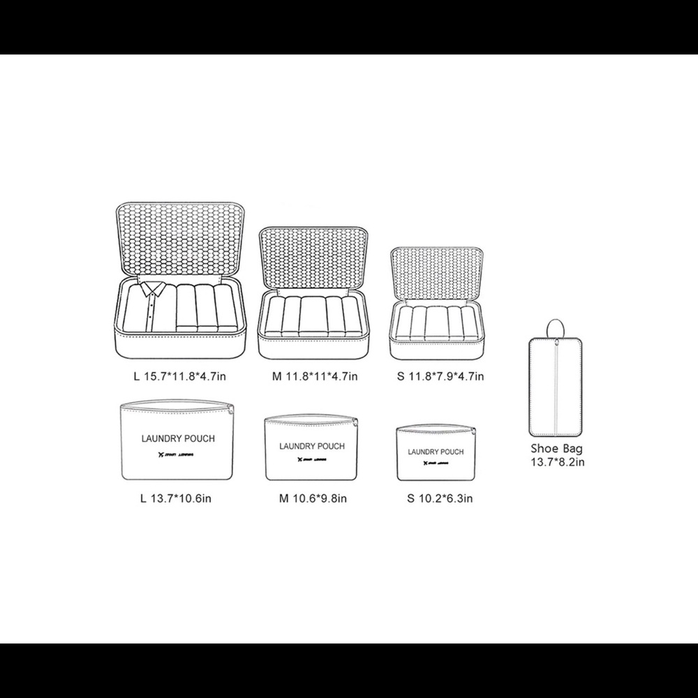 7 PIECE PACKING CUBE SET + SHOE BAG - Picture 7 of 7